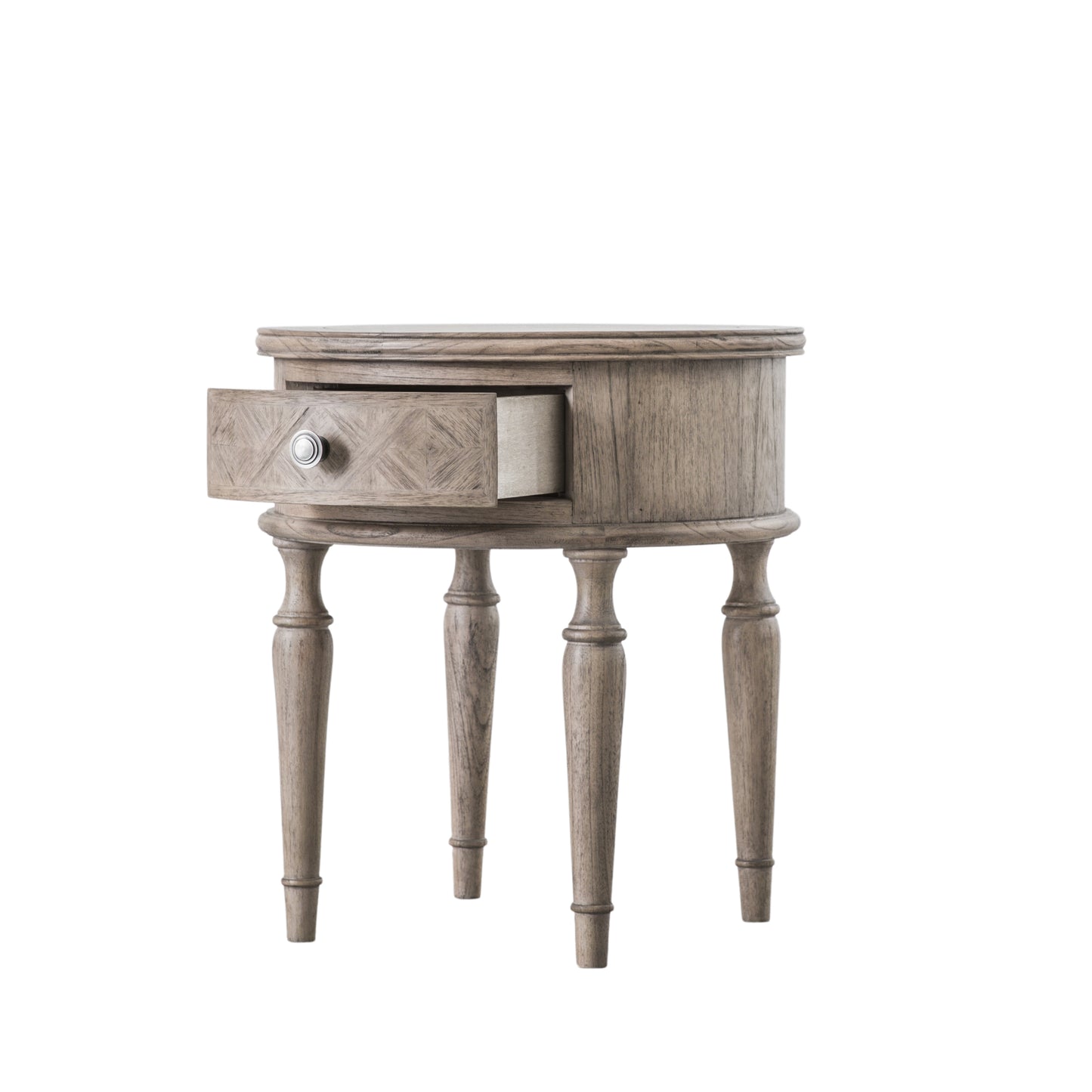Mindi Parquet Side Table, Round