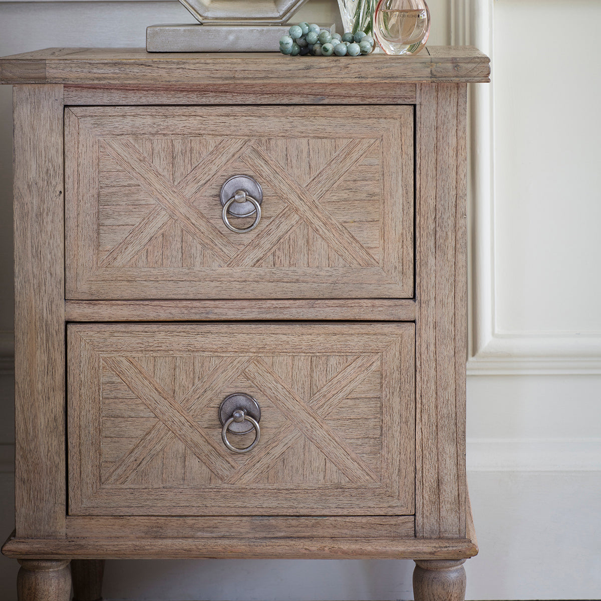 Mindi Parquet 2 Drawer Bedside Table