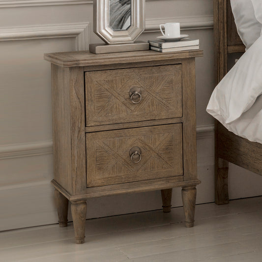 Mindi Parquet 2 Drawer Bedside Table