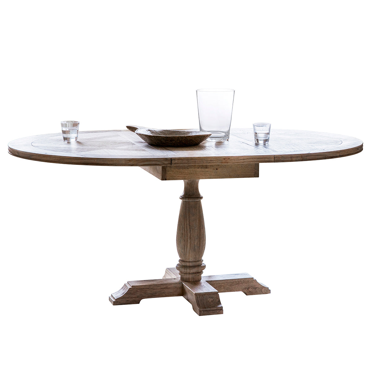 Mindi Parquet Extending Dining Table, Round