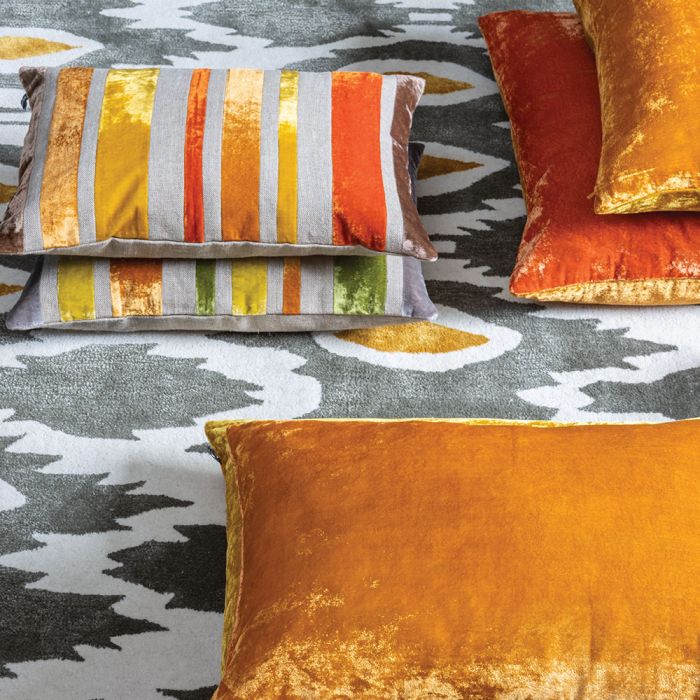 Reilly Velvet Cushion Blood Orange by William Yeoward