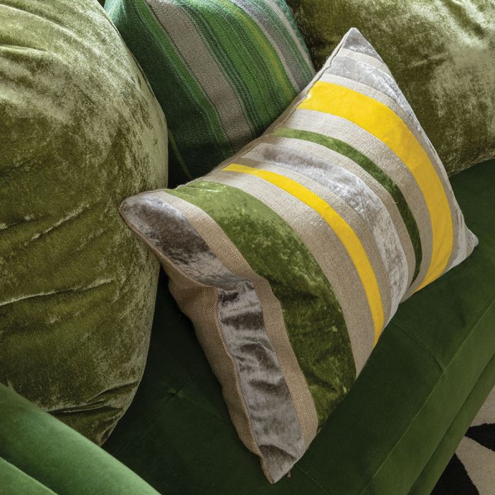 Reilly Velvet Cushion Citron by William Yeoward