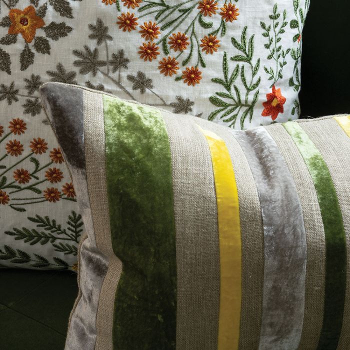 Reilly Velvet Cushion Citron by William Yeoward