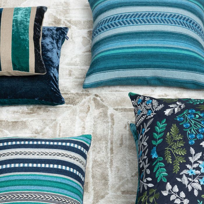 Reilly Velvet Cushion Ocean by William Yeoward