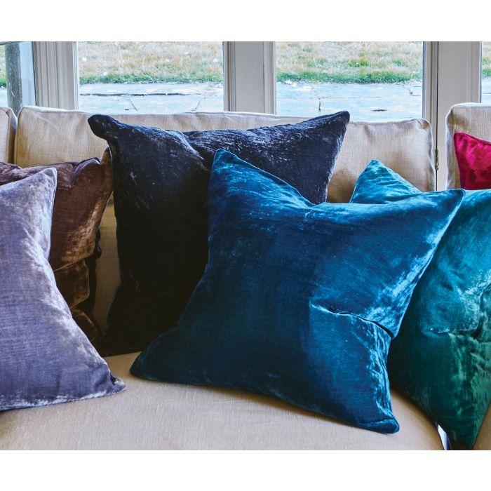 Paddy Velvet Cushion Denim Noir by William Yeoward