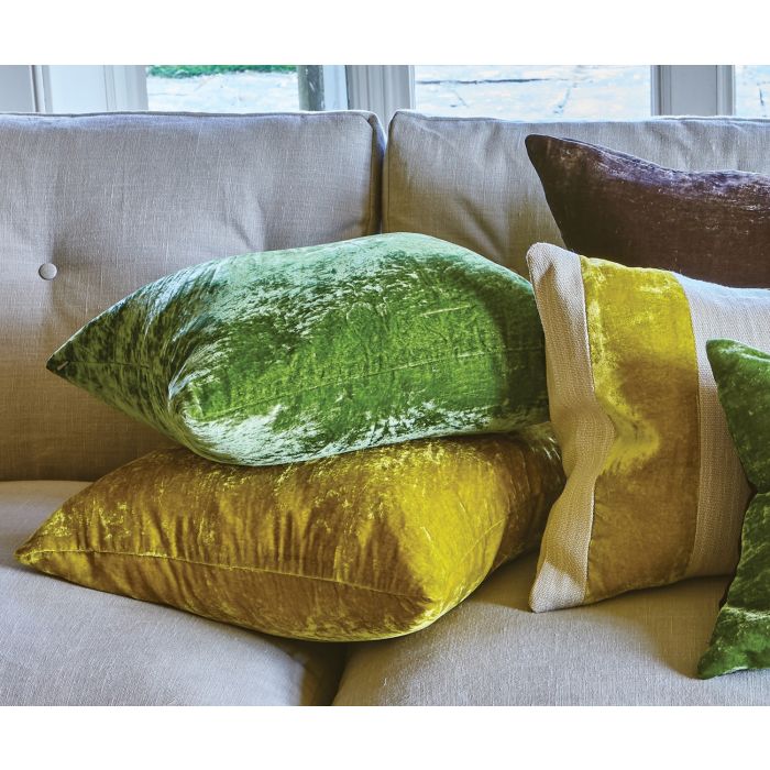 Paddy Velvet Cushion Citrine by William Yeoward