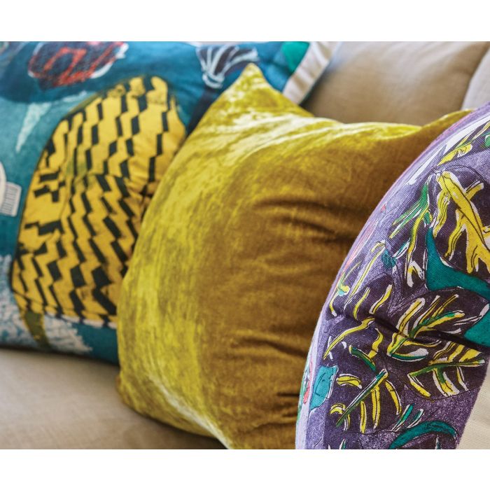 Paddy Velvet Cushion Citrine by William Yeoward
