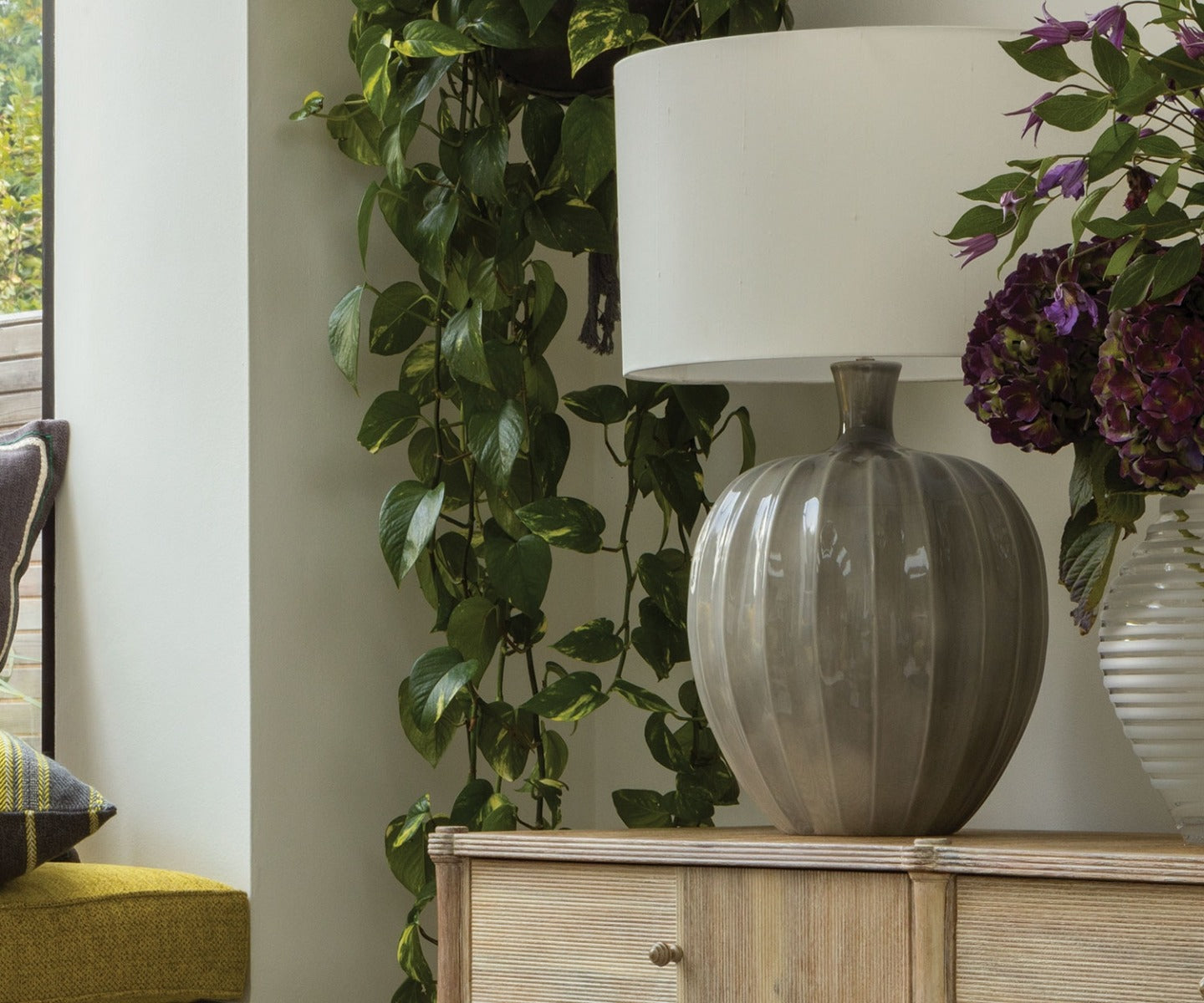 Kristiana Table Lamp Slate, by William Yeoward